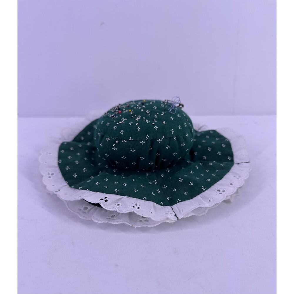 Vintage hand made Green Polka Dot Pin Cushion
